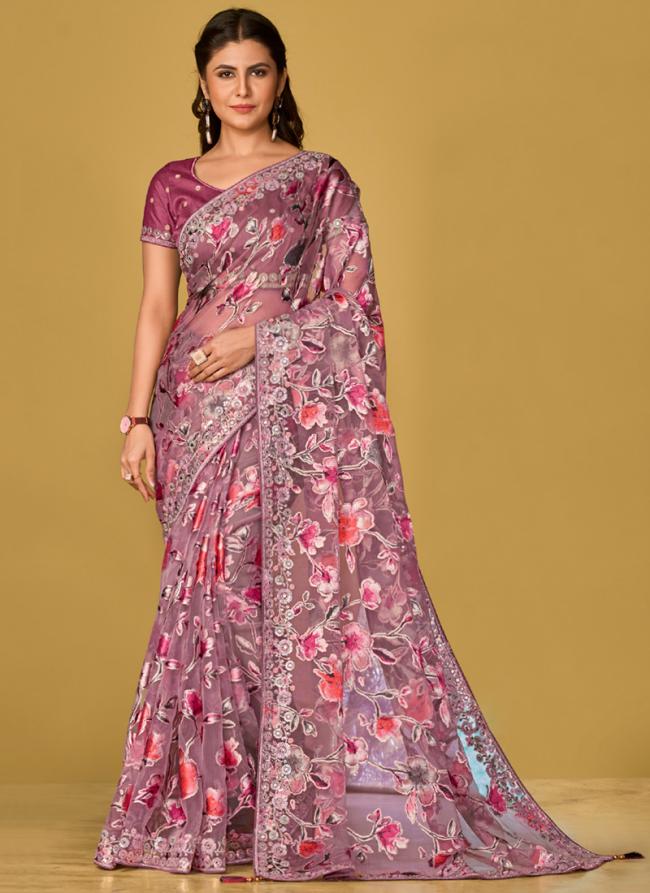 Soft Organza Multi Colour Wedding Wear Printed Saree